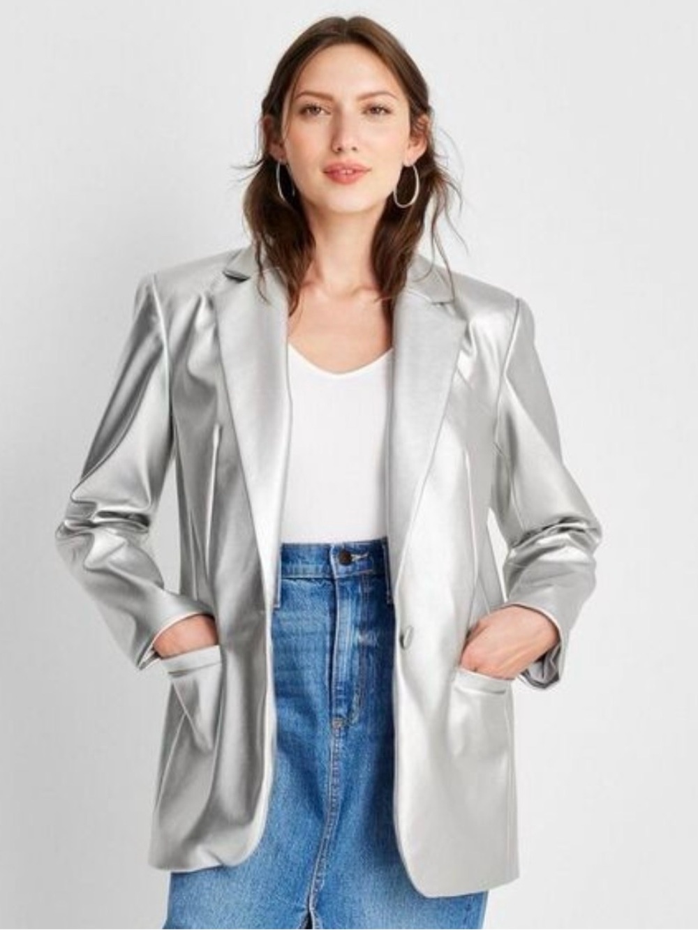 Like New! A New Day Relaxed Fit Silver Blazer (Size XXL)